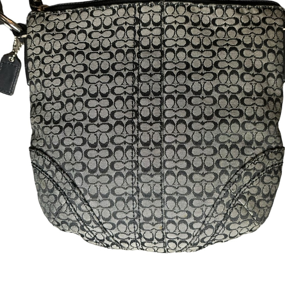 Coach Monogrammed Logo Buckle Small Crossbody Black/White/Silver Hardware - Picture 3 of 15